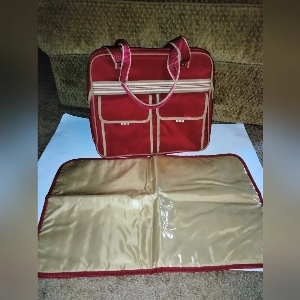 Target (Red) Striped Multi-Compartment Baby Bag w Changing Pad